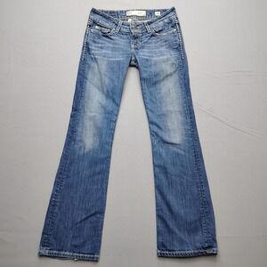 BKE Stella Flare Jeans Womens 26R Medium Wash Distressed Low Rise